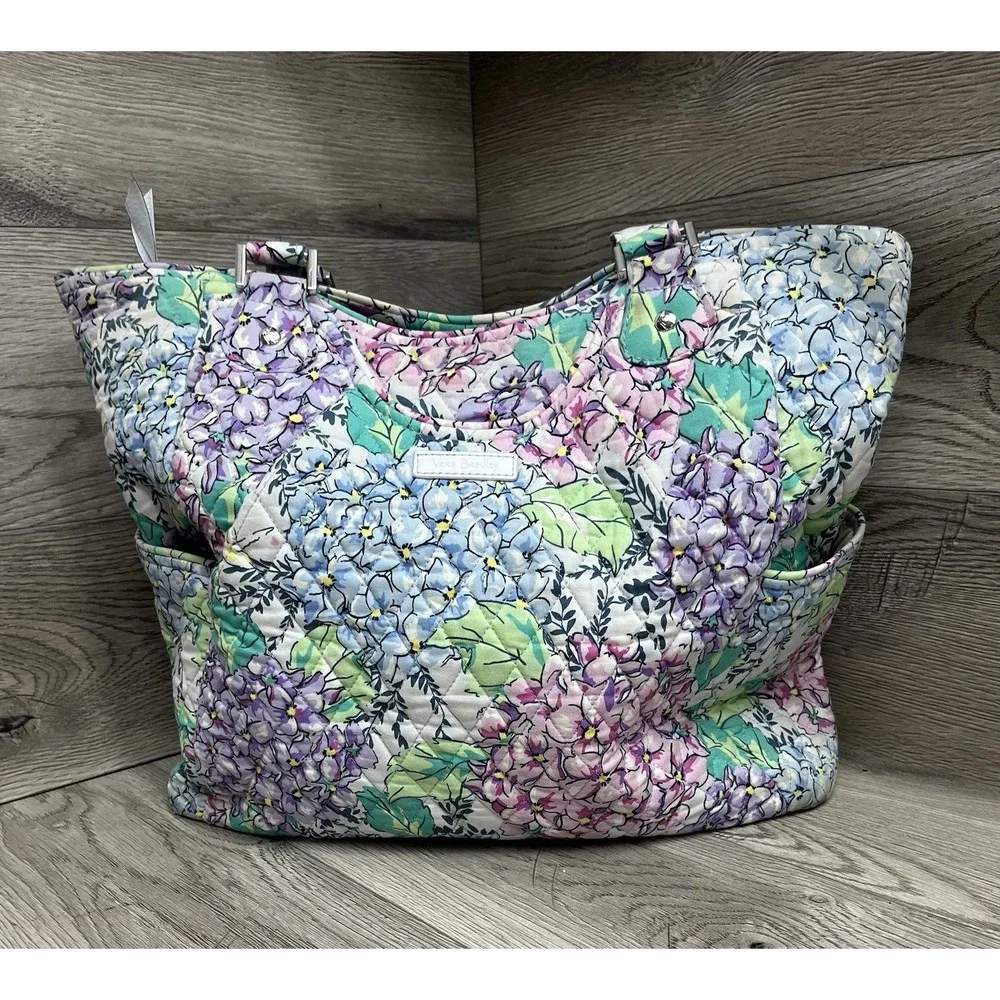 White Floral Diaper Bag / Shoulder Bag By Vera Bradley